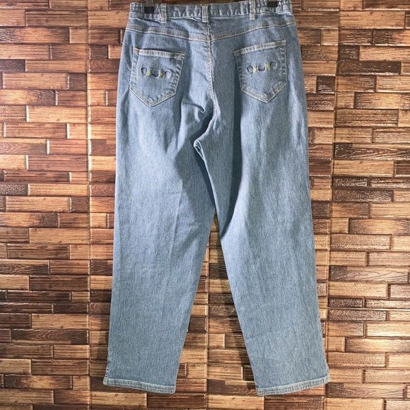 Vintage  Women Sag Harbor Sport 10 Petite Cropped Blue Jeans with White Stripes - Picture 5 of 13